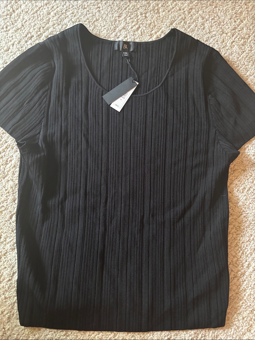 Banana Republic Black Ribbed Short-Sleeve Women's Top